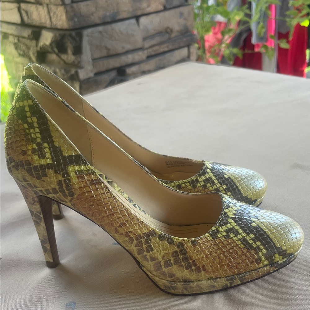Cole Haan Yellow and Black Snakeskin Heels